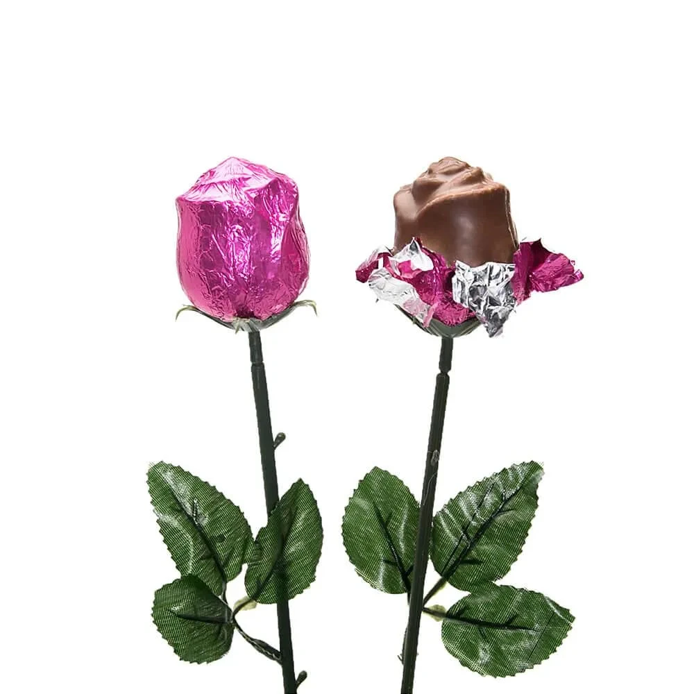 Albert's Foiled Milk Chocolate Roses - Hot Pink: 20-Piece Bouquet 1 Albert's Foiled Milk Chocolate Roses - Hot Pink: 20-Piece Bouquet