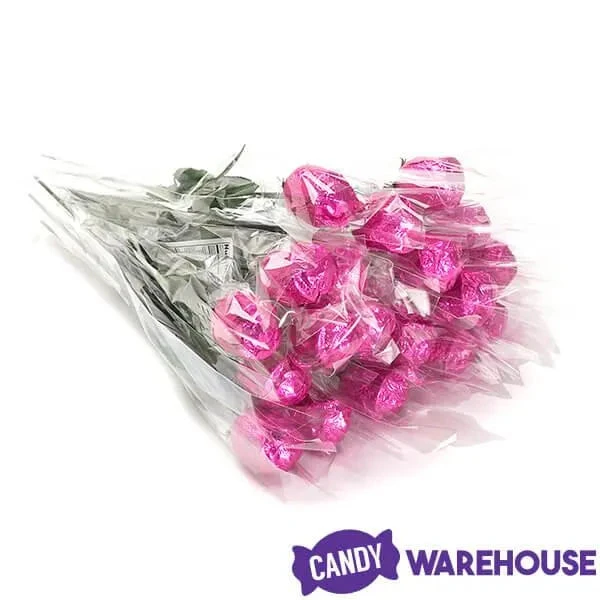 Albert's Foiled Milk Chocolate Roses - Hot Pink: 20-Piece Bouquet 3 Albert's Foiled Milk Chocolate Roses - Hot Pink: 20-Piece Bouquet - Image 3