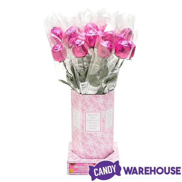 Albert's Foiled Milk Chocolate Roses - Hot Pink: 20-Piece Bouquet 4 Albert's Foiled Milk Chocolate Roses - Hot Pink: 20-Piece Bouquet - Image 4