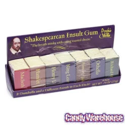 Archie McPhee Shakespearean Insult Gum Packs: 7-Piece Set -Sweet Candy Shop archie mcphee shakespearean insult gum packs 7 piece set candy warehouse 4 6e023b66 3447 47f8 8aa1 04bfb2858596
