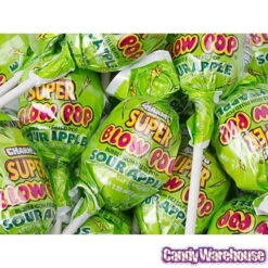 Charms Super Blow Pops - Sour Apple: 72-Piece Set -Sweet Candy Shop charms super blow pops sour apple 72 piece set candy warehouse 3