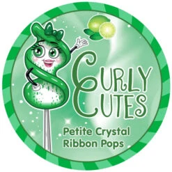 CurlyCutes Petite Crystal Ribbon Pops - Green Lime: 20-Piece Jar -Sweet Candy Shop curlycutes petite crystal ribbon pops green lime 20 piece jar candy warehouse 5