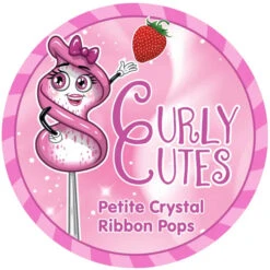 CurlyCutes Petite Crystal Ribbon Pops - Pink Strawberry: 20-Piece Jar -Sweet Candy Shop curlycutes petite crystal ribbon pops pink strawberry 20 piece jar candy warehouse 3