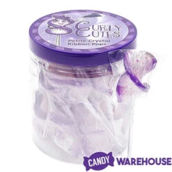 CurlyCutes Petite Crystal Ribbon Pops - Purple Grape: 20-Piece Jar -Sweet Candy Shop curlycutes petite crystal ribbon pops purple grape 20 piece jar candy warehouse 5