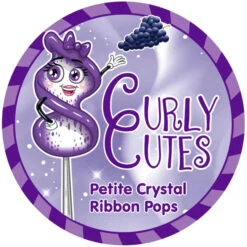 CurlyCutes Petite Crystal Ribbon Pops - Purple Grape: 20-Piece Jar -Sweet Candy Shop curlycutes petite crystal ribbon pops purple grape 20 piece jar candy warehouse 7