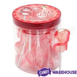 CurlyCutes Petite Crystal Ribbon Pops - Red Cherry: 20-Piece Jar -Sweet Candy Shop curlycutes petite crystal ribbon pops red cherry 20 piece jar candy warehouse 4