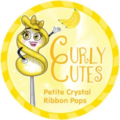 CurlyCutes Petite Crystal Ribbon Pops - Yellow Banana: 20-Piece Jar -Sweet Candy Shop curlycutes petite crystal ribbon pops yellow banana 20 piece jar candy warehouse 4