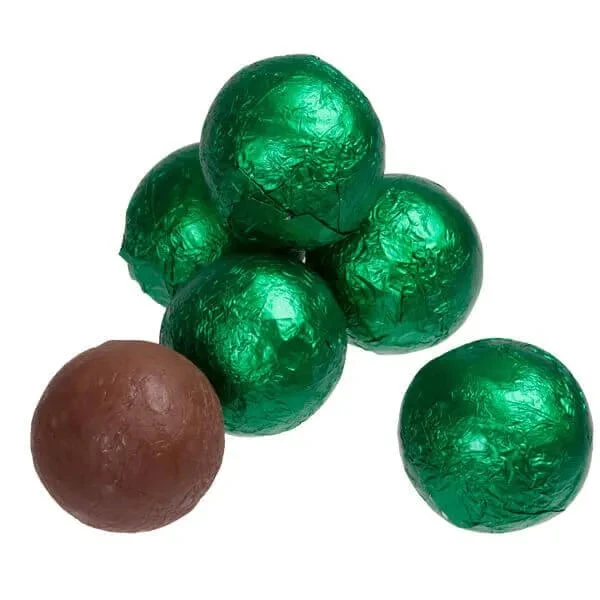Foiled Milk Chocolate Balls - Green: 2LB Bag 1 Foiled Milk Chocolate Balls - Green: 2LB Bag