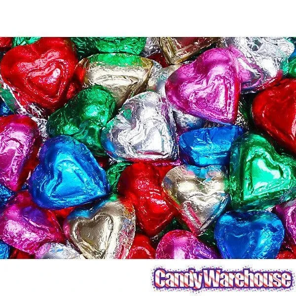 Madelaine Assorted Colors Foiled Milk Chocolate Hearts: 5LB Bag 2 Madelaine Assorted Colors Foiled Milk Chocolate Hearts: 5LB Bag - Image 2