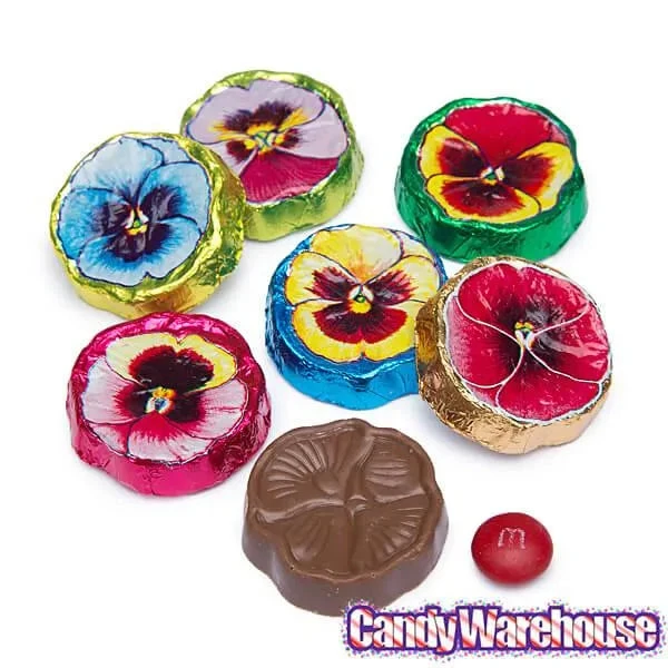 Madelaine Foiled Milk Chocolate Flower Wafers - Pansies: 5LB Bag 3 Madelaine Foiled Milk Chocolate Flower Wafers - Pansies: 5LB Bag - Image 3