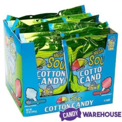 Mega Sour Cotton Candy Packs: 12-Piece Display -Sweet Candy Shop mega sour cotton candy packs 12 piece display candy warehouse 3