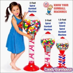 Metal 3-Foot Spiral Gumball Machine With Gumballs -Sweet Candy Shop metal 3 foot spiral gumball machine with gumballs candy warehouse 3
