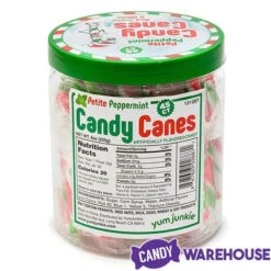 Mini Candy Canes - Red, Green, And White: 45-Piece Jar -Sweet Candy Shop mini candy canes red green and white 45 piece jar candy warehouse 4