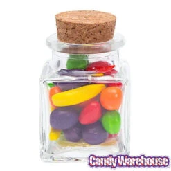 Mini Glass Favor Jars - 1.75-Ounce Square Jar With Cork Stopper: 12-Piece Set -Sweet Candy Shop mini glass favor jars 1 75 ounce square jar with cork stopper 12 piece set candy warehouse 3