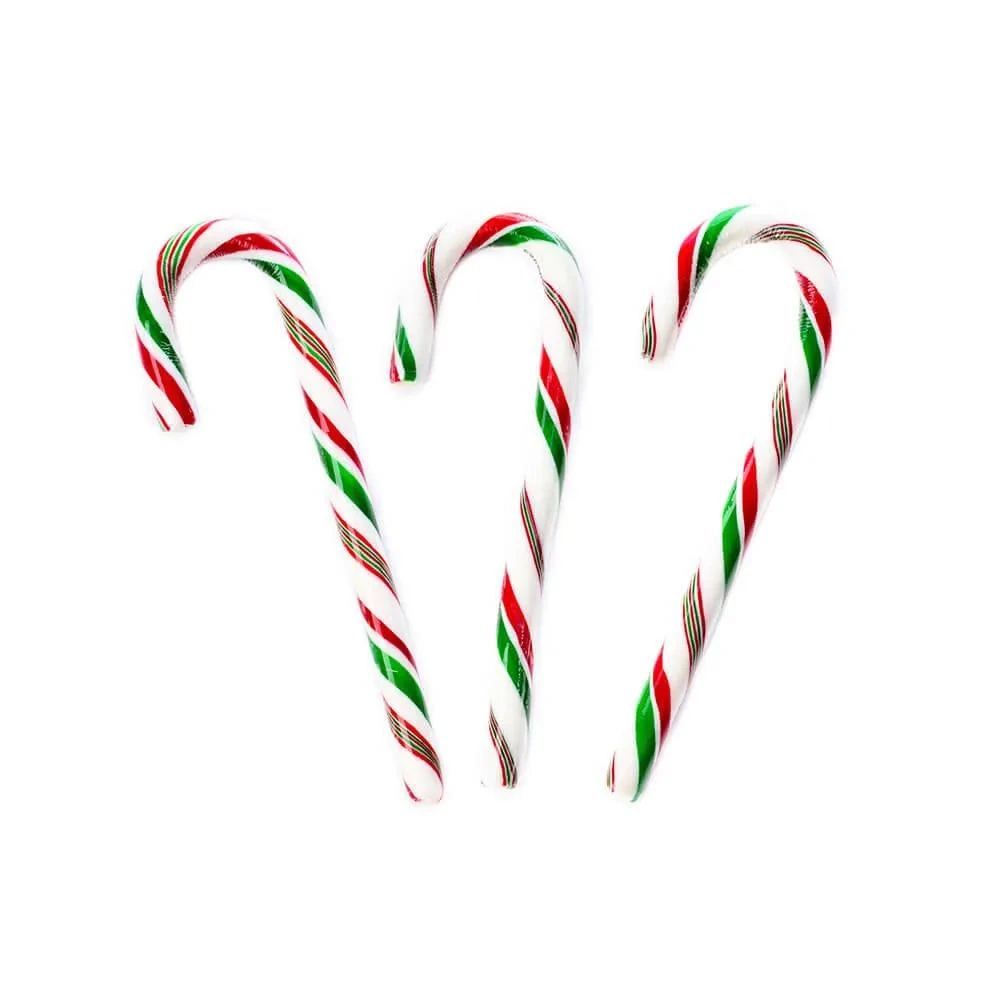 Peppermint 3-Color Candy Canes: 50-Piece Box 1 Peppermint 3-Color Candy Canes: 50-Piece Box