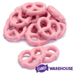 Pink Yogurt Covered Mini Pretzels: 9-Ounce Tub -Sweet Candy Shop pink yogurt covered mini pretzels 9 ounce tub candy warehouse 2