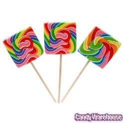Rainbow Swirl 3.5-Ounce Square Lollipops: 12-Piece Display -Sweet Candy Shop rainbow swirl 3 5 ounce square lollipops 12 piece display candy warehouse 3