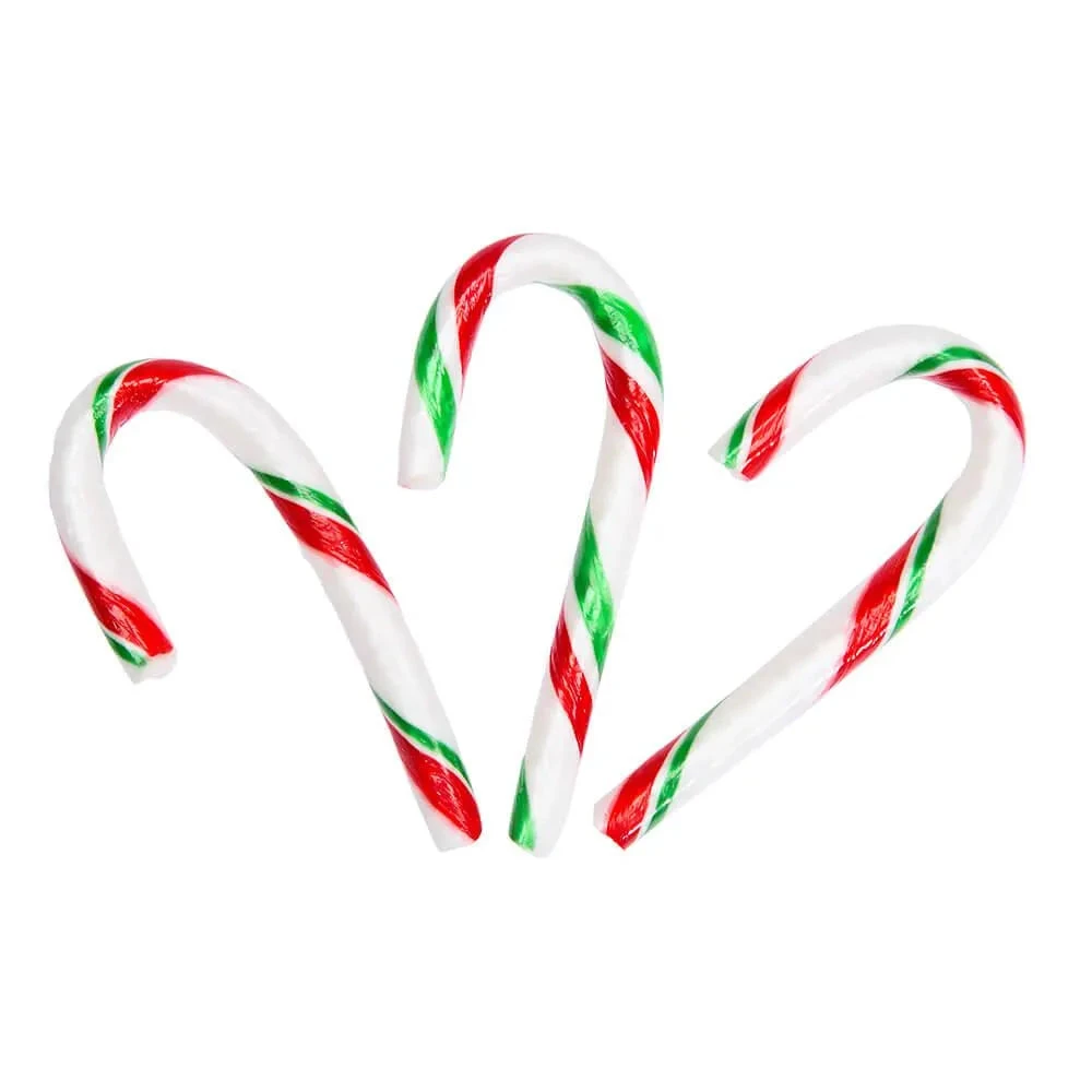 Red, White, And Green Peppermint Mini Candy Canes: 200-Piece Tub 1 Red, White, And Green Peppermint Mini Candy Canes: 200-Piece Tub
