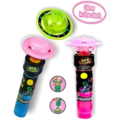 UFO Spinner Flashing Alien Flying Saucers With Candy: 12-Piece Display -Sweet Candy Shop ufo spinner flashing alien flying saucers with candy 12 piece display candy warehouse 4