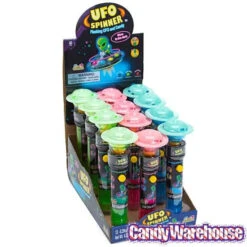 UFO Spinner Flashing Alien Flying Saucers With Candy: 12-Piece Display -Sweet Candy Shop ufo spinner flashing alien flying saucers with candy 12 piece display candy warehouse 5