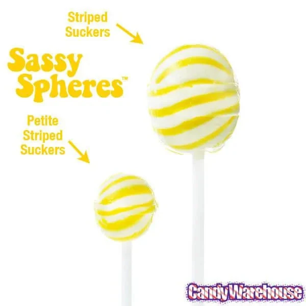 YumJunkie Sassy Spheres Banana Yellow Striped Ball Lollipops: 100-Piece Bag 2 YumJunkie Sassy Spheres Banana Yellow Striped Ball Lollipops: 100-Piece Bag - Image 2