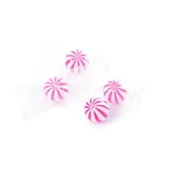 YumJunkie Sassy Spheres Strawberry Pink Striped Candy Balls - Petite: 5LB Bag -Sweet Candy Shop yumjunkie sassy spheres strawberry pink striped candy balls petite 5lb bag candy warehouse 3