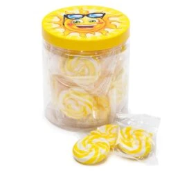 YumJunkie Sweet Suns Yellow Swirl Hard Candy Circles: 30-Piece Jar