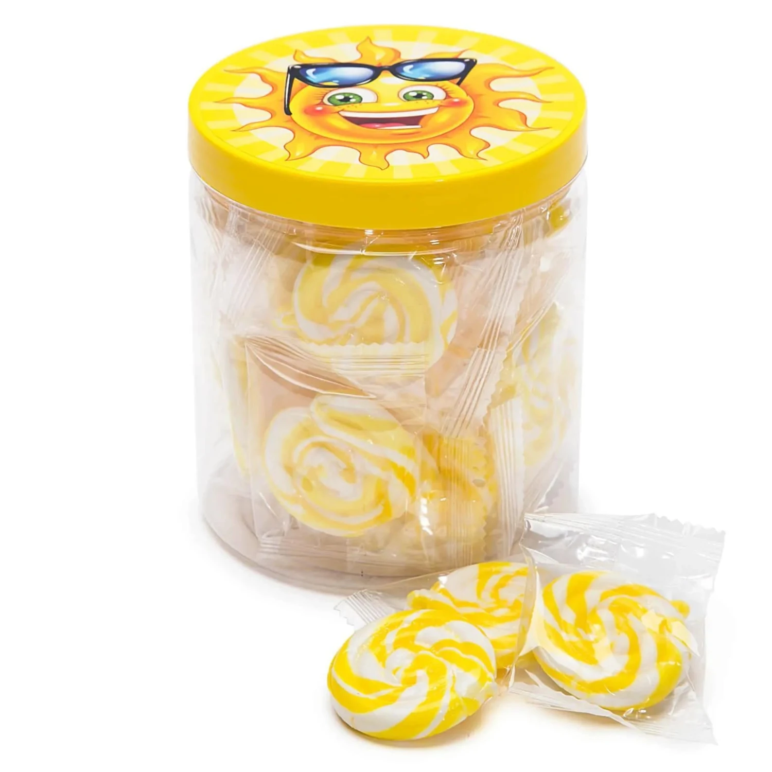 YumJunkie Sweet Suns Yellow Swirl Hard Candy Circles: 30-Piece Jar 1 YumJunkie Sweet Suns Yellow Swirl Hard Candy Circles: 30-Piece Jar